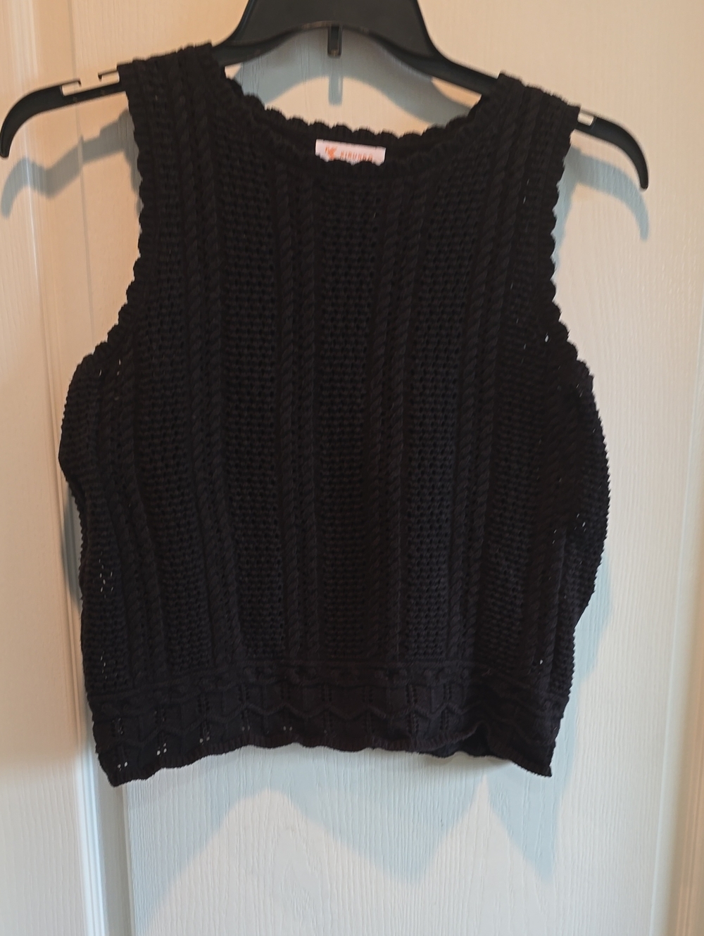 Sleeveless Black Crochet Crop Top - Unbranded